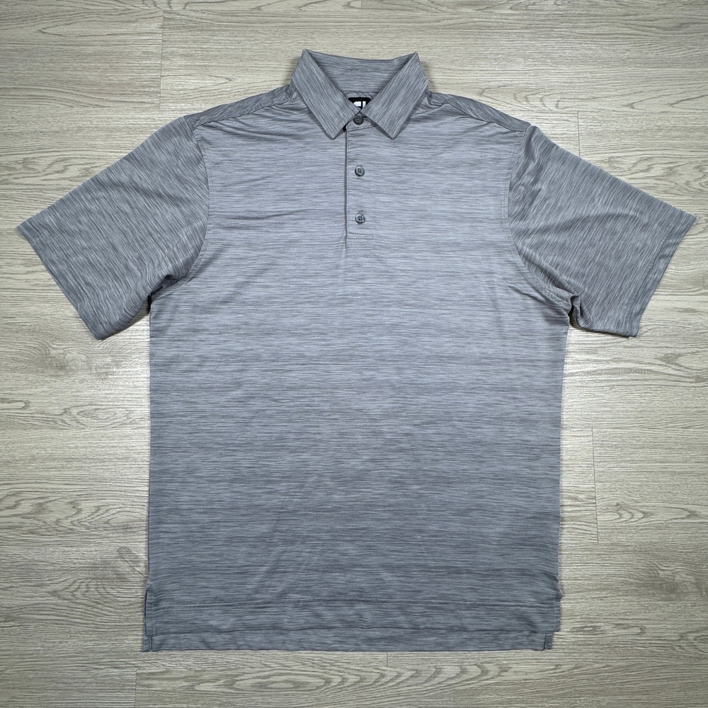 FootJoy Men's Polo Shirt Heathered Gray Large Short Sleeve Golf Athletic Stretch